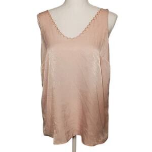 LC Lauren Conrad Flowy Tank Top Medium Blush Pink Scalloped Trim Camisole EUC